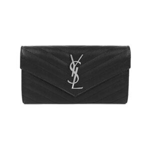 SAINT LAURENT Paris Monogram Flap Wallet Bi fold Long